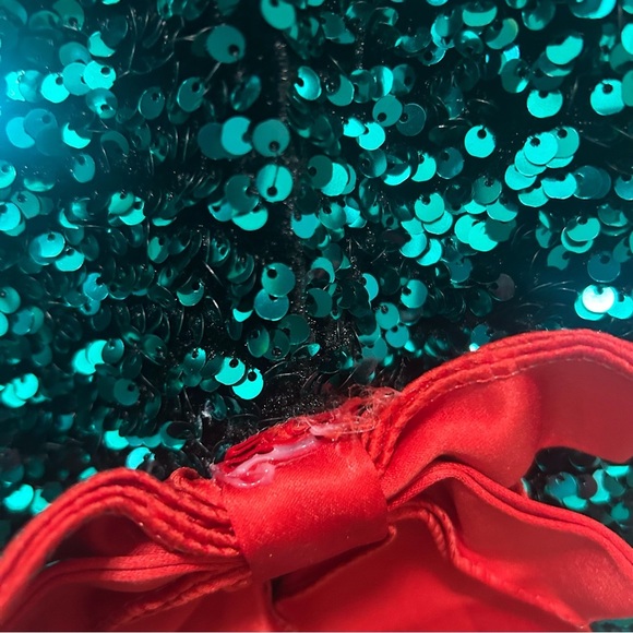 Love on a hanger Women's Christmas Teal Sequin Decorated Mini Skirt NEW L - Picture 8 of 8